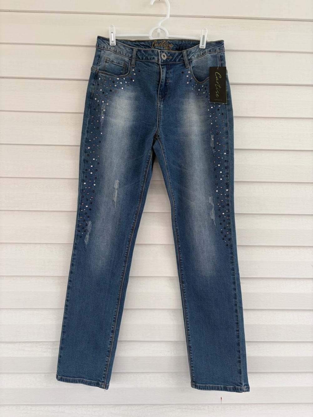 Cartise Rhinestone Jeans NWT Embellished Denim Glam Statement Jeans